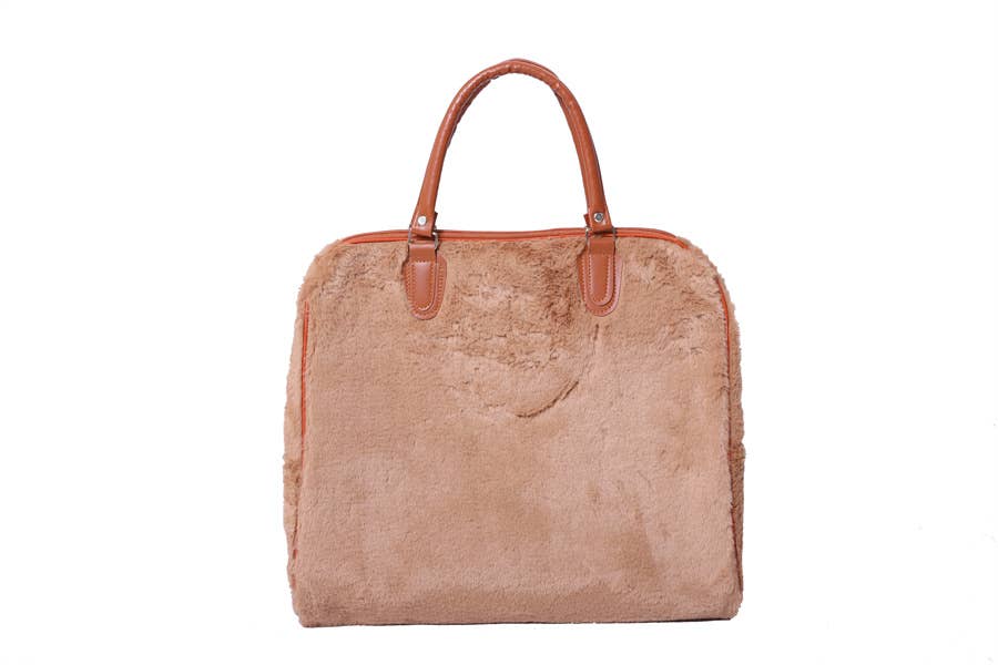 Ladies Faux Fur Travel Bag Over Night Bag Carry ON Handbag