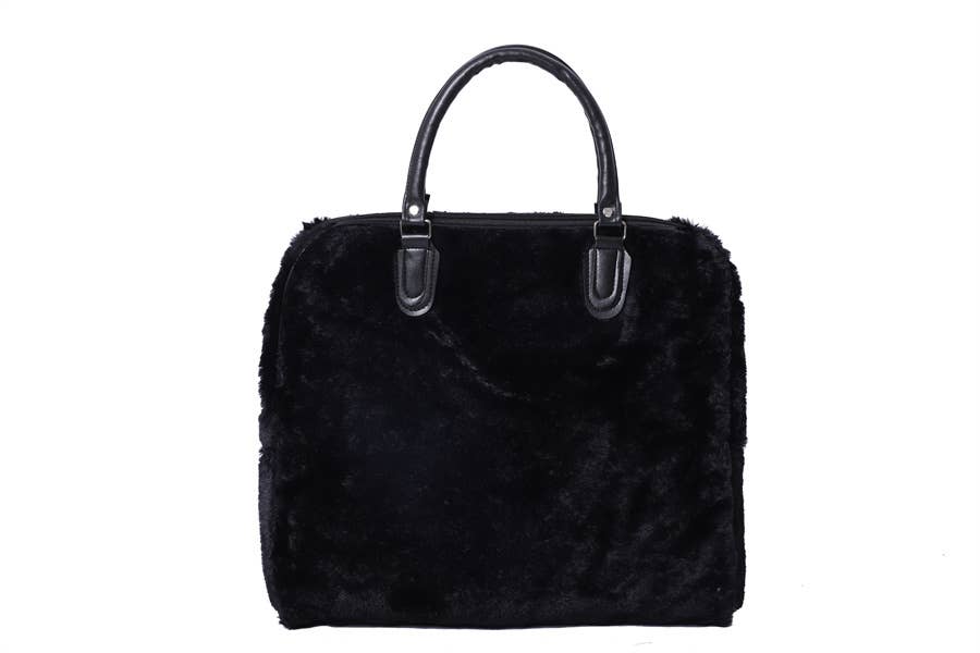 Ladies Faux Fur Travel Bag Over Night Bag Carry ON Handbag