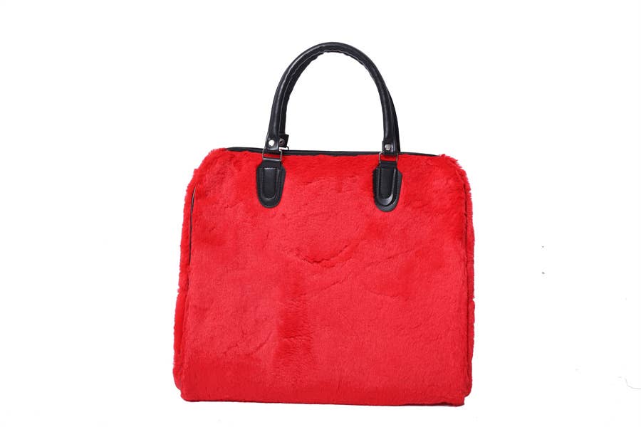 Ladies Faux Fur Travel Bag Over Night Bag Carry ON Handbag