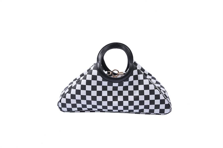 Ladies Checkered Print Fashion Top Handle Satchel