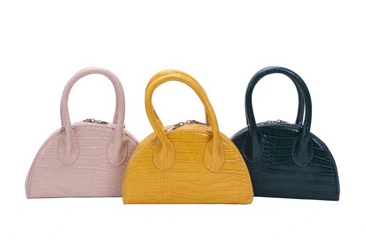 Ladies Faux Leather Top Handle Fashion Clutch Bag