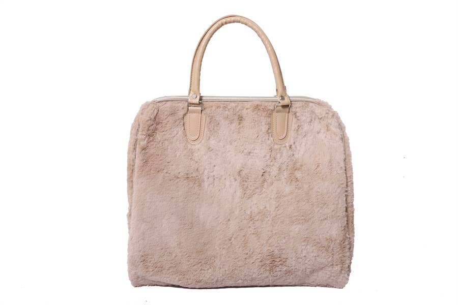 Ladies Faux Fur Travel Bag Over Night Bag Carry ON Handbag