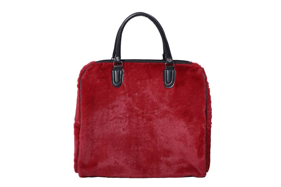 Ladies Faux Fur Travel Bag Over Night Bag Carry ON Handbag