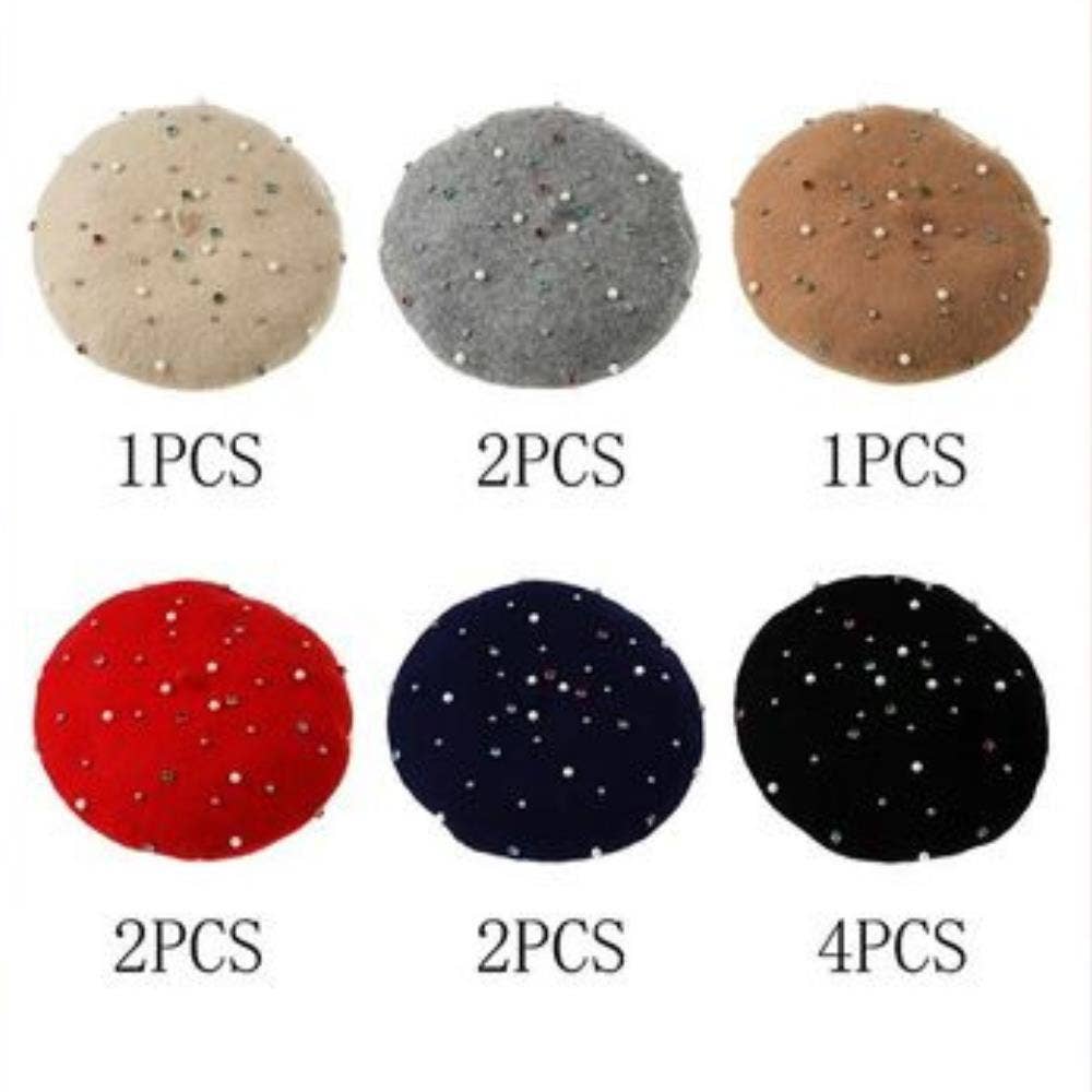 Pearl & Rhinestone Felt Beret Hat
