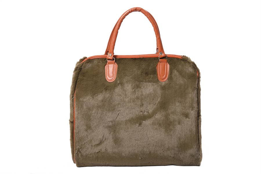 Ladies Faux Fur Travel Bag Over Night Bag Carry ON Handbag