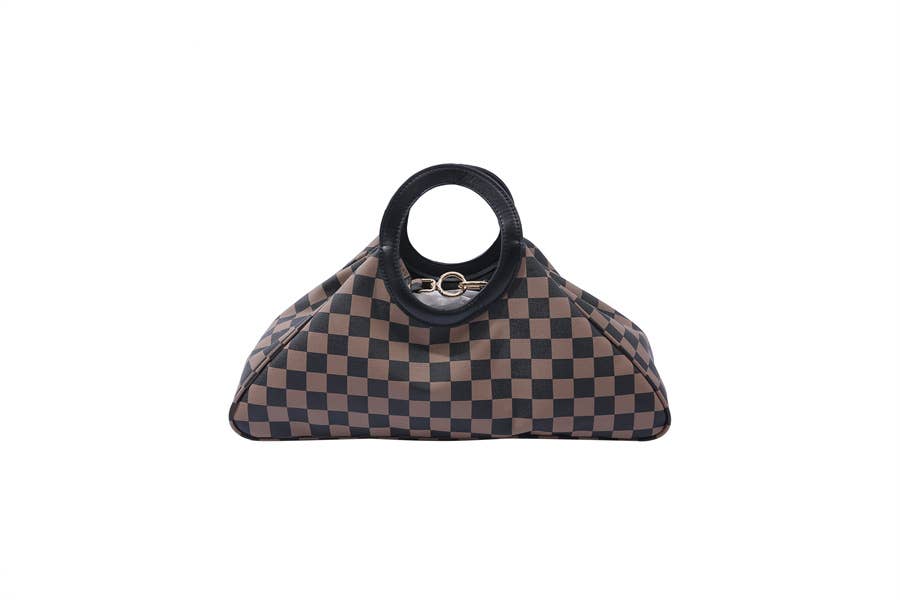 Ladies Checkered Print Fashion Top Handle Satchel