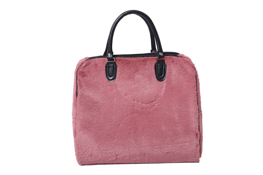 Ladies Faux Fur Travel Bag Over Night Bag Carry ON Handbag