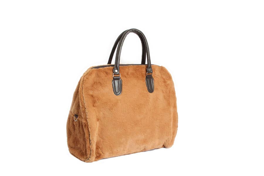 Ladies Faux Fur Travel Bag Over Night Bag Carry ON Handbag